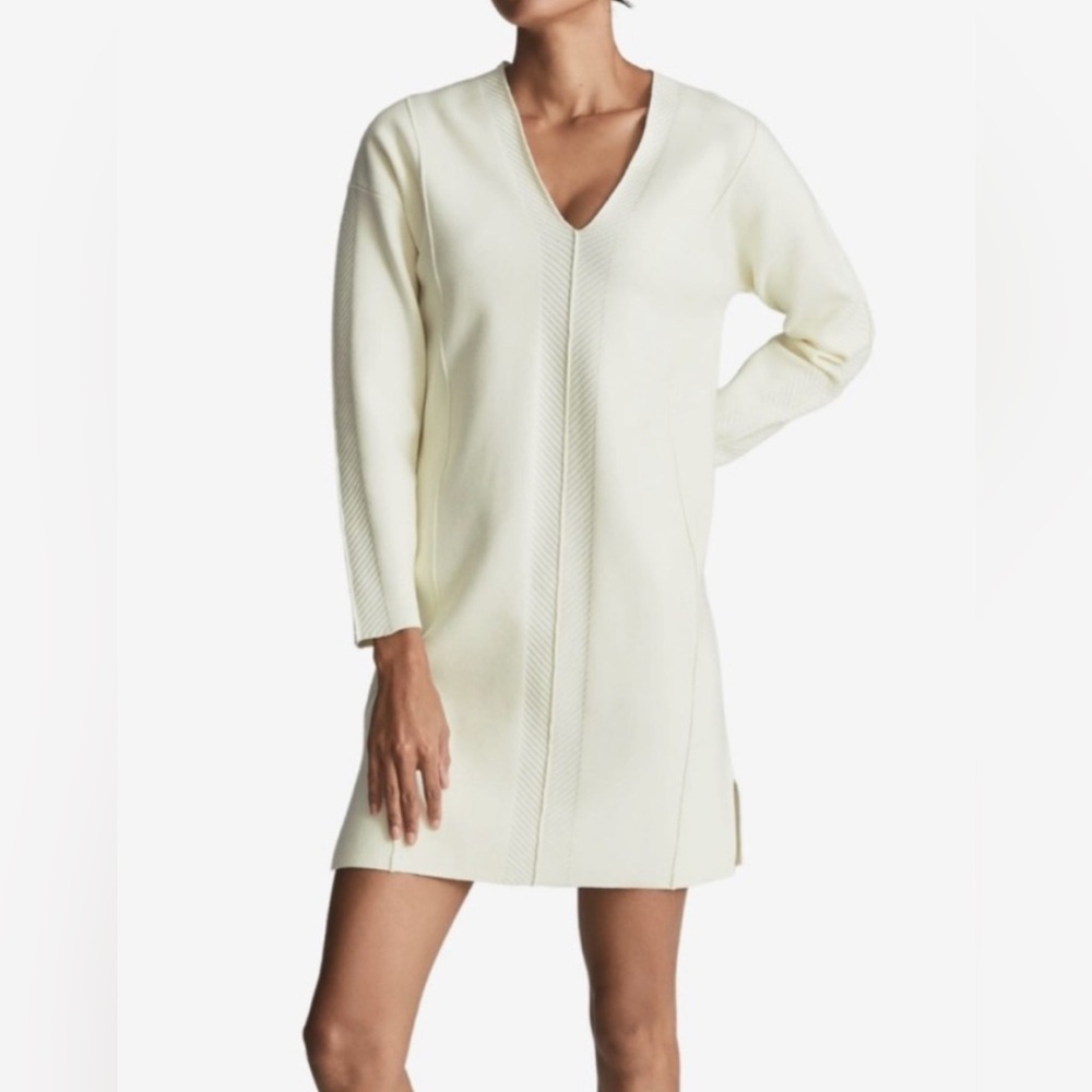 Reiss Cream Long Sleeve Dress
